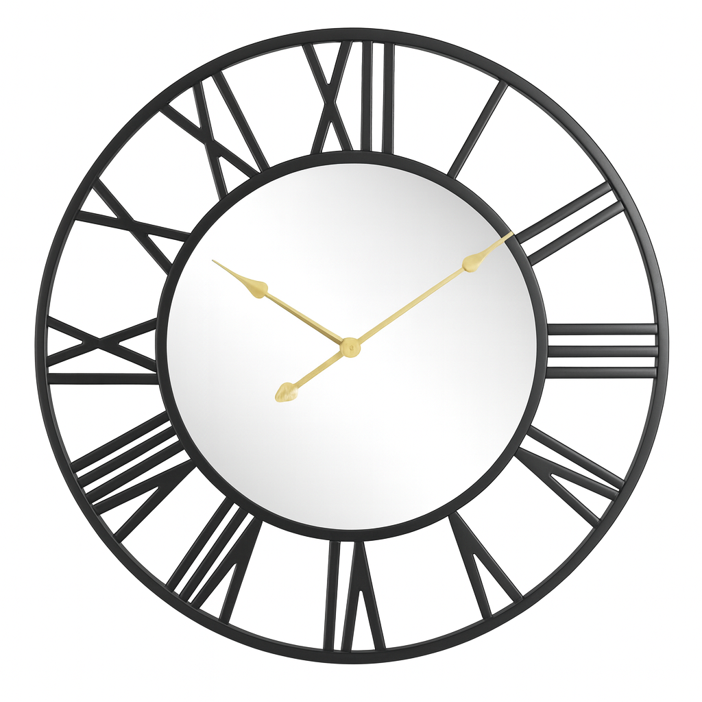 Wall Clock Mirror Metal with Industrial Design | Brivico