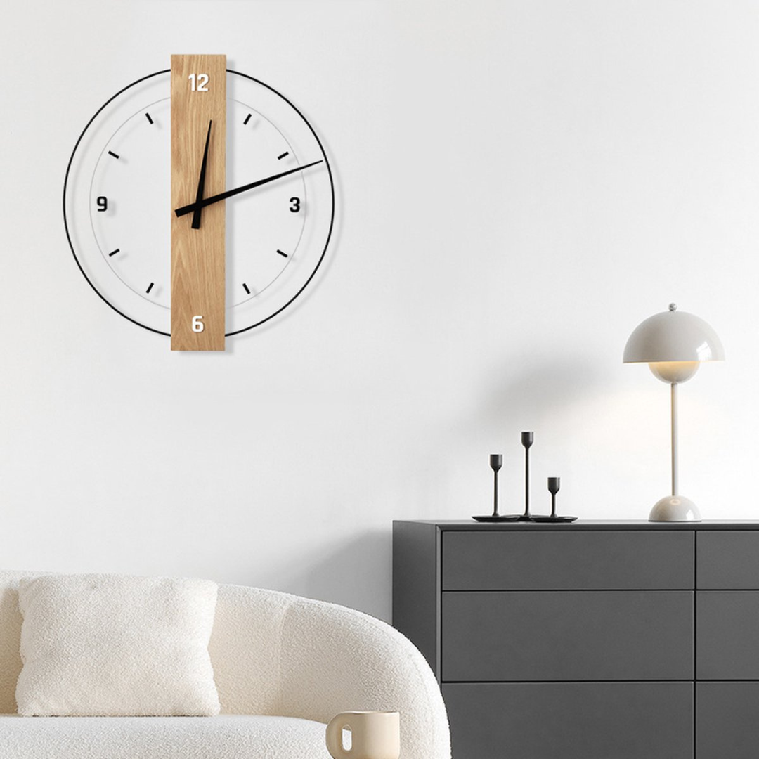 Wall Clock Scandinavian Wooden Design Living Room | Rivora