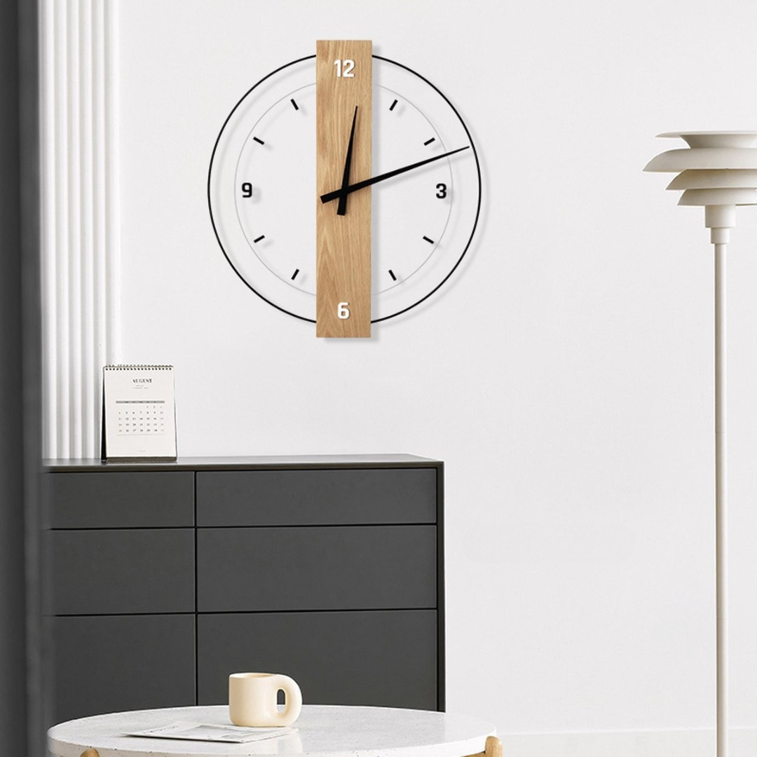 Wall Clock Scandinavian Wooden Design Living Room | Rivora