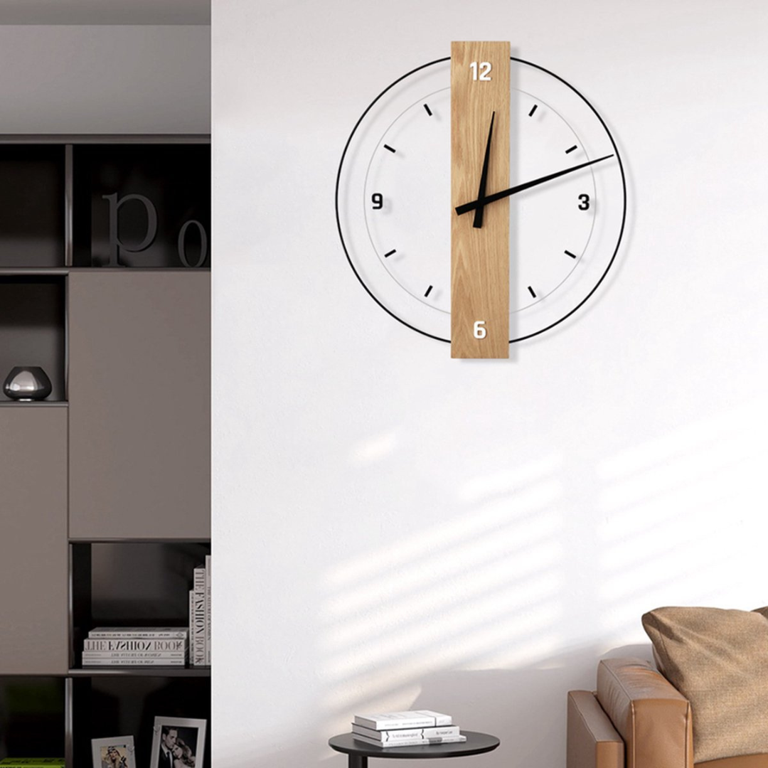Wall Clock Scandinavian Wooden Design Living Room | Rivora