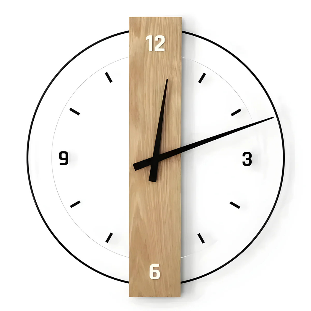 Wall Clock Scandinavian Wooden Design Living Room | Rivora