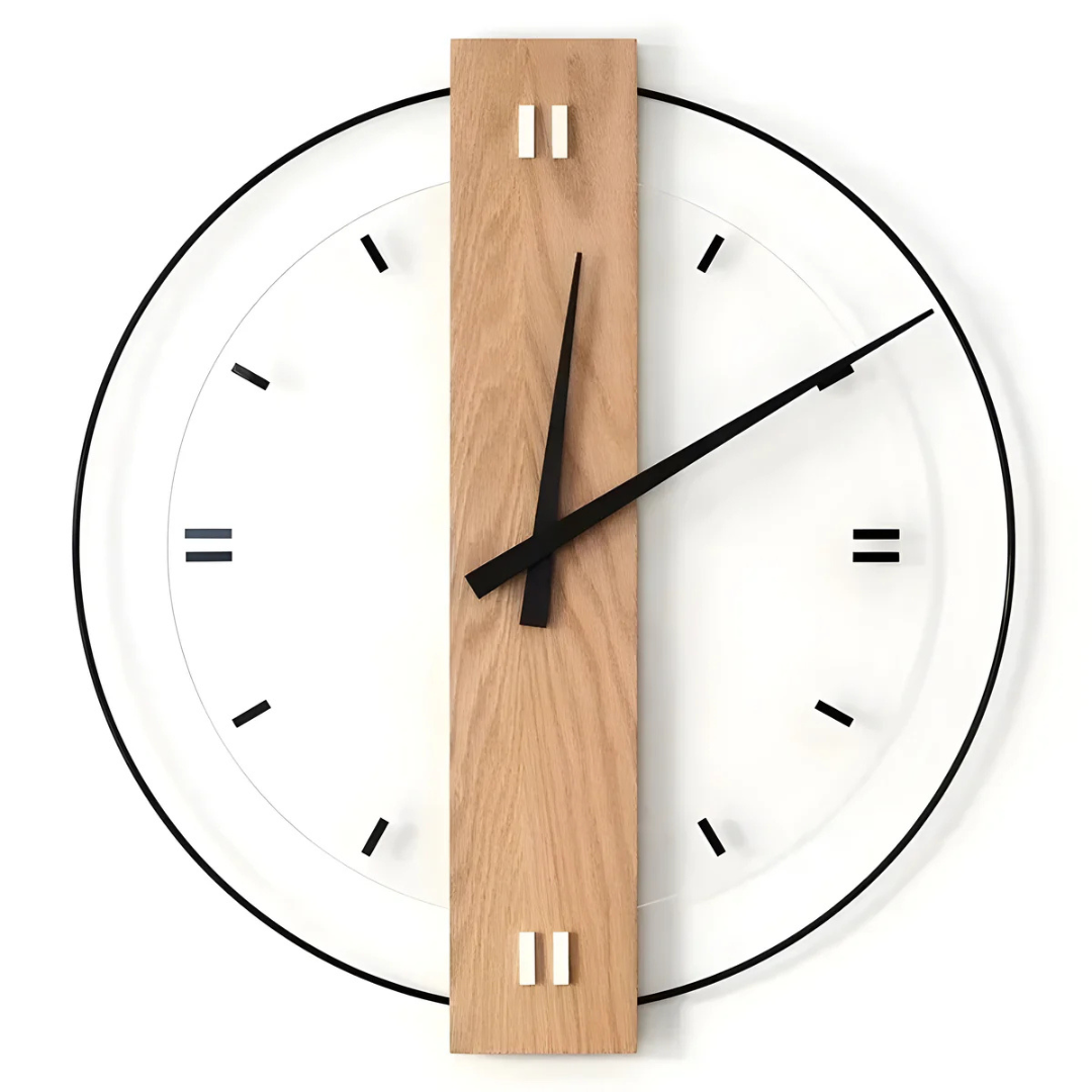 Wall Clock Scandinavian Wooden Design Living Room | Rivora