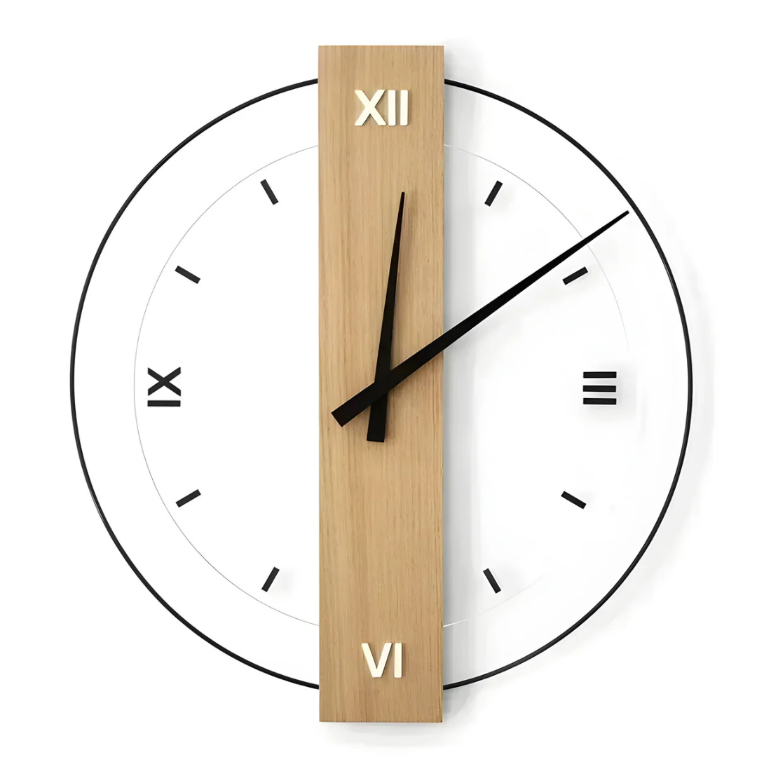 Wall Clock Scandinavian Wooden Design Living Room | Rivora