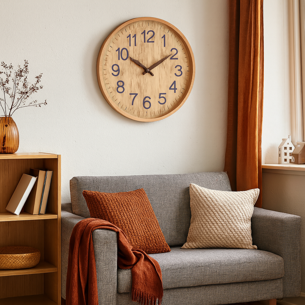 Wall Clock Wooden Finish Modern Living Room | Molivo