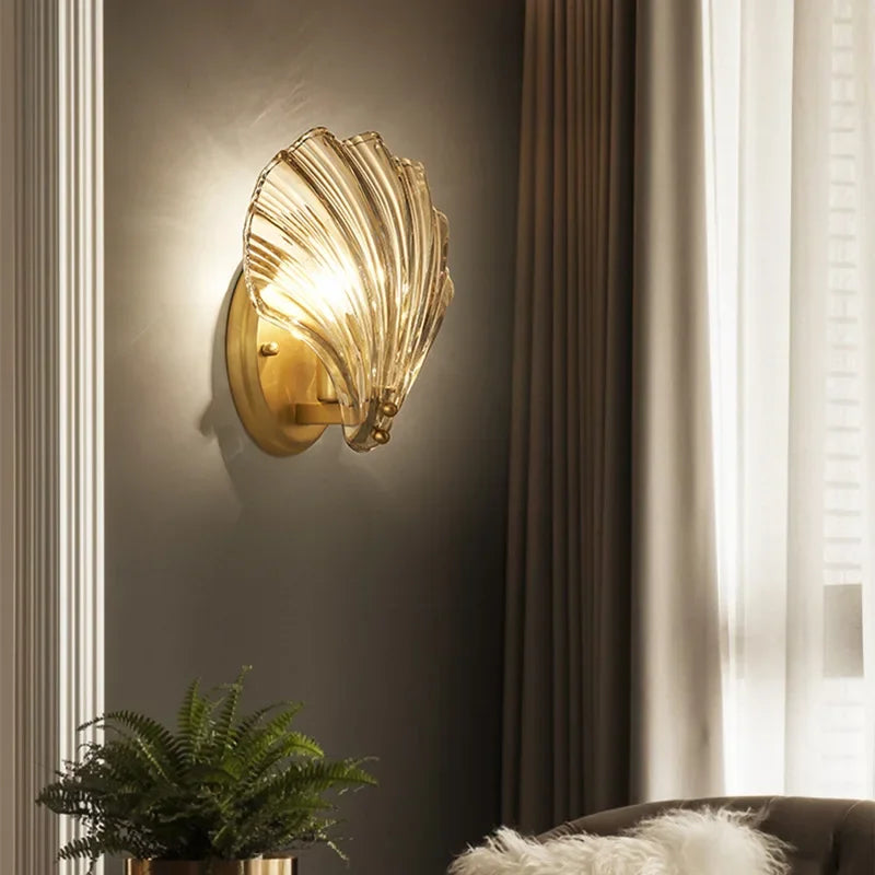 Wall Light Brass Glass Coastal Design | Merevor