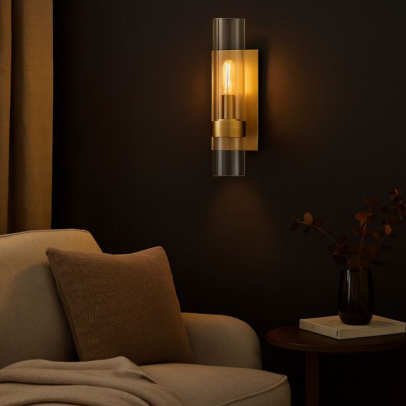 Wall Light Clear Glass Cylinder Traditional Design | Bravon