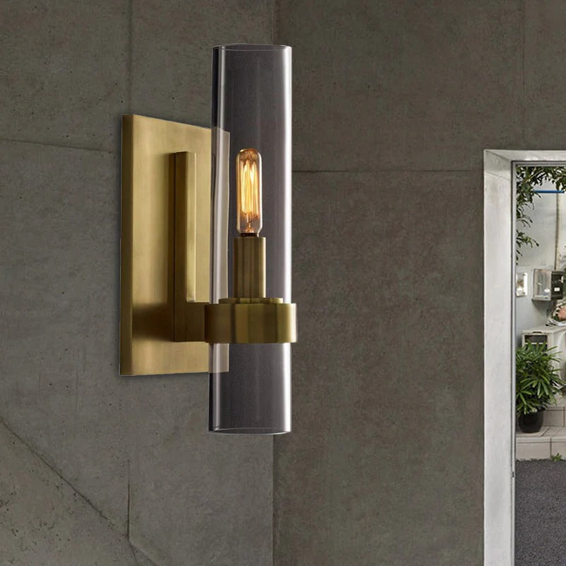 Wall Light Clear Glass Cylinder Traditional Design | Bravon