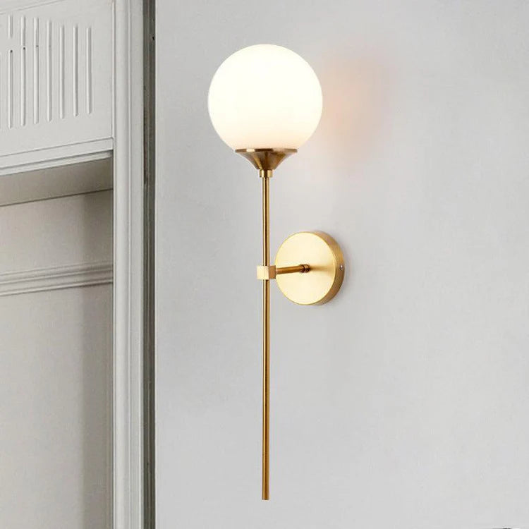 Wall Light Glass Globe Brass Finish Modern Interior | Torvane