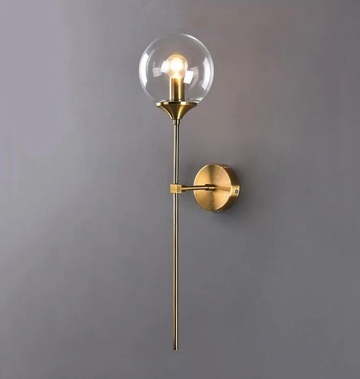 Wall Light Glass Globe Brass Finish Modern Interior | Torvane