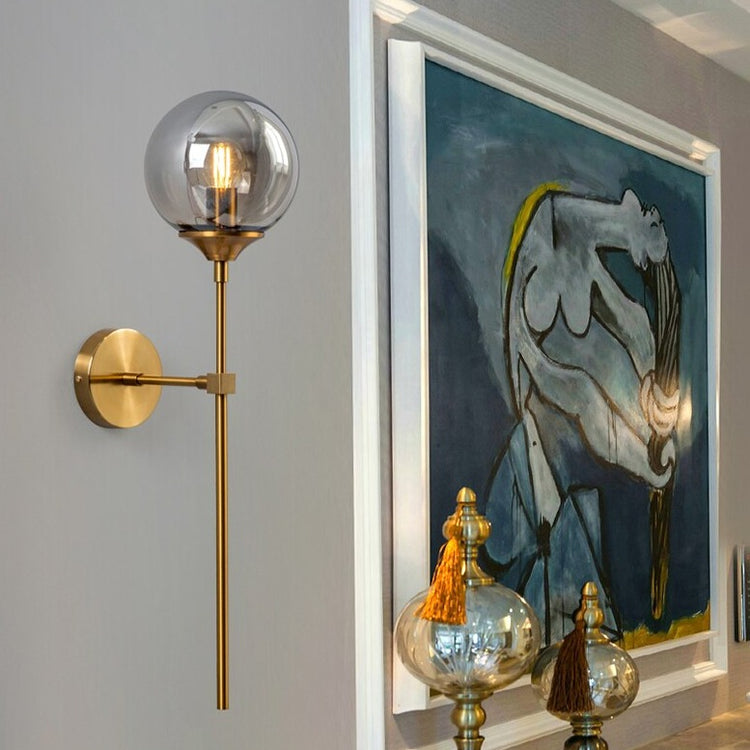 Wall Light Glass Globe Brass Finish Modern Interior | Torvane