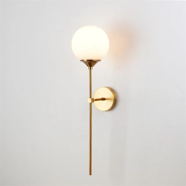 Wall Light Glass Globe Brass Finish Modern Interior | Torvane