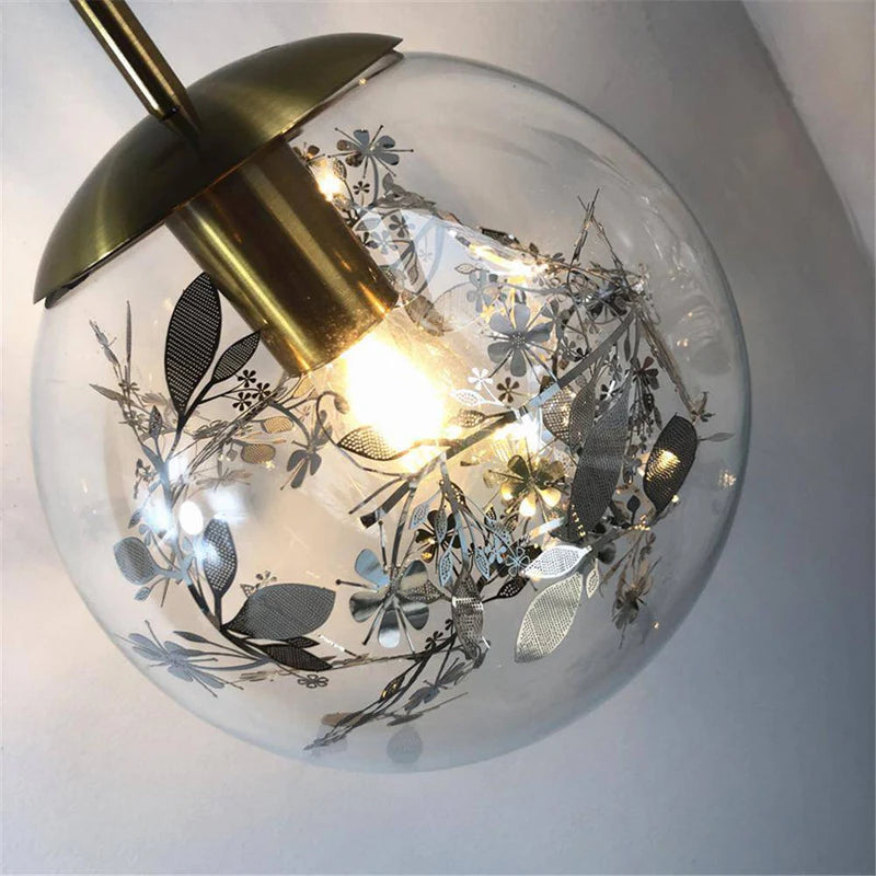 Wall Light Glass Sphere with Gold Leaf Modern Design | Aurivo