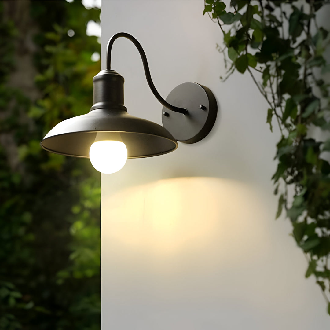 Wall Light Iron Bowl Outdoor Industrial Style | Ardeli