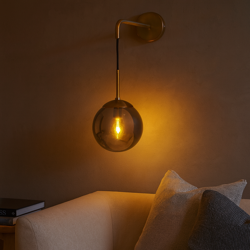 Wall Light Metal Frame with Nordic Glass Globe | Milvar