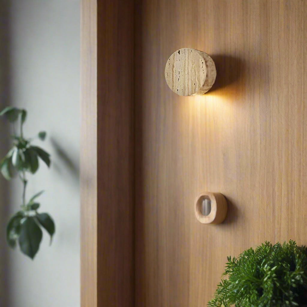 Wall Light Natural Travertine in Wabi Sabi Style | Tynoro