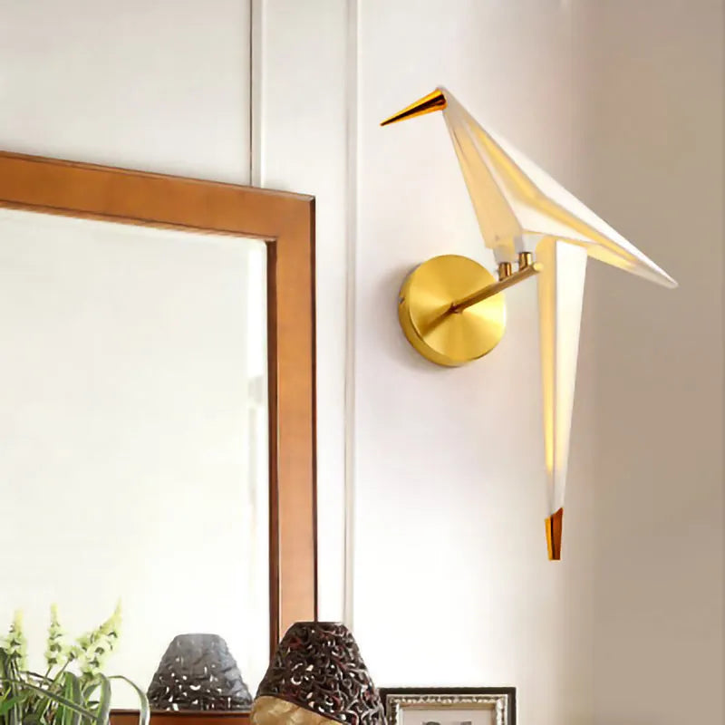 Wall Light Paper Crane Acrylic Nordic Design | Kaviro
