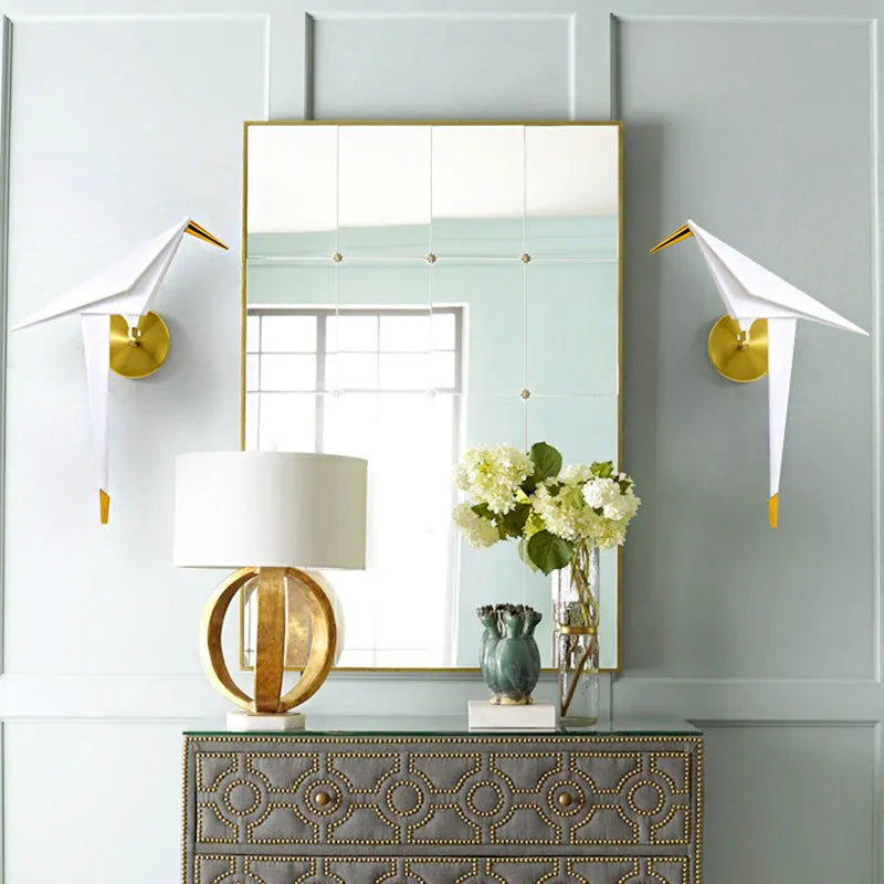 Wall Light Paper Crane Acrylic Nordic Design | Kaviro