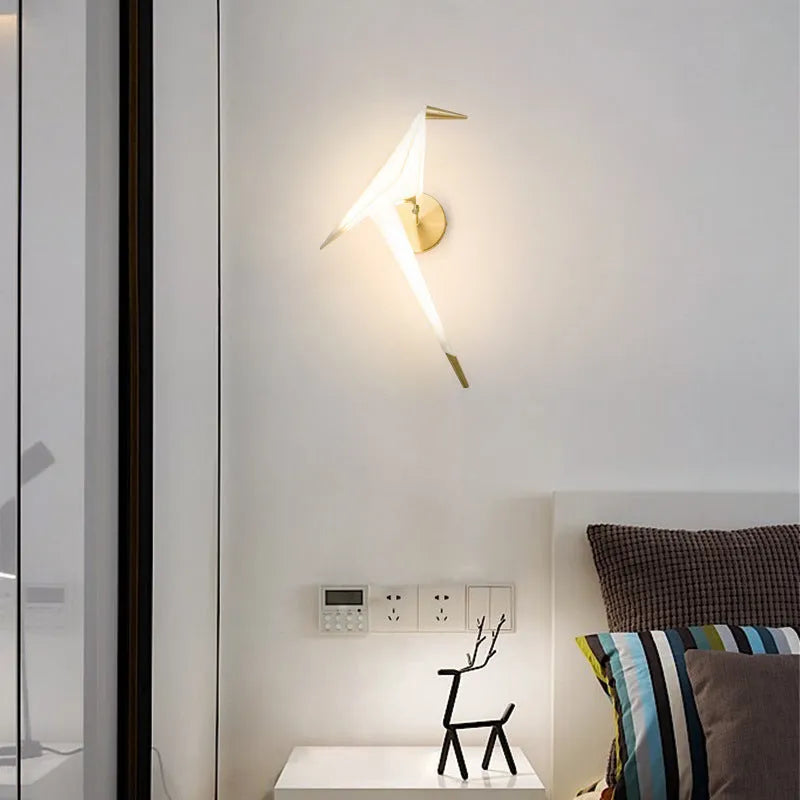 Wall Light Paper Crane Acrylic Nordic Design | Kaviro