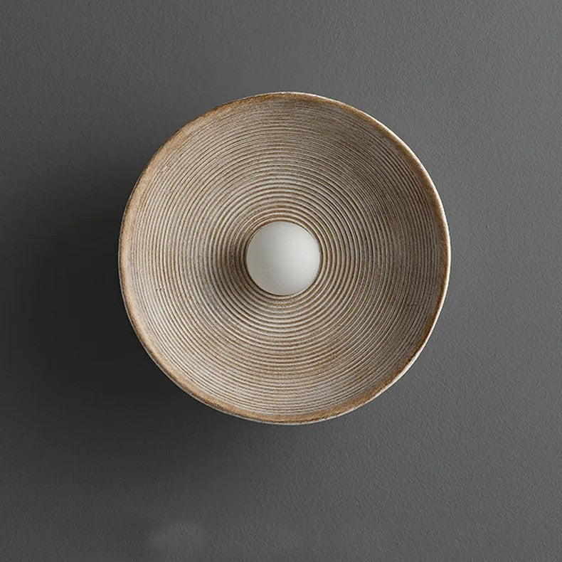Wall Light Resin Round Retro Japandi Style | Nerivo