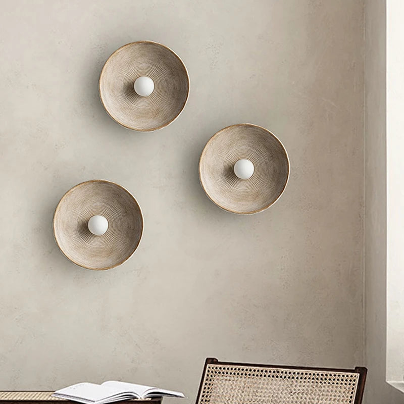 Wall Light Resin Round Retro Japandi Style | Nerivo