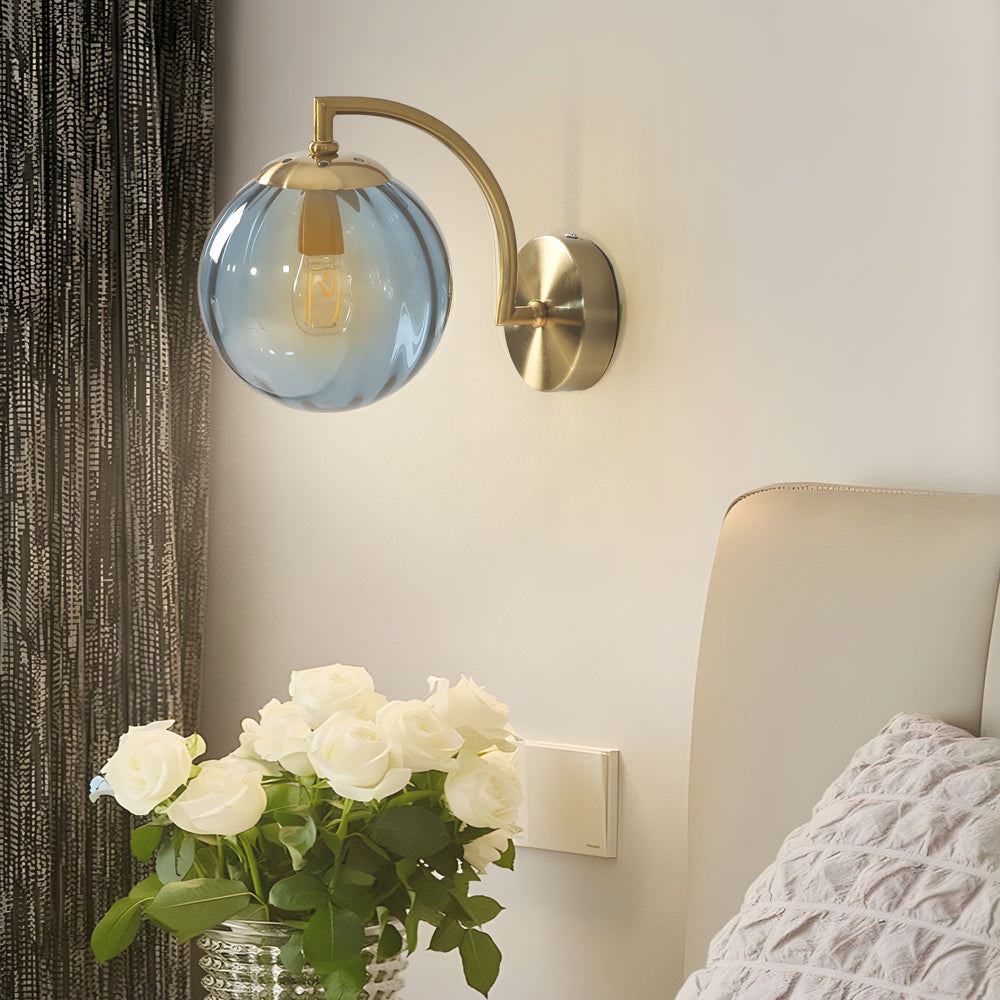 Wall Light Ribbed Glass Globe Scandinavian Style | Valamer
