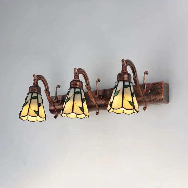 Wall Light Stained Glass Leaf Design Rustic Vanity | Foliena