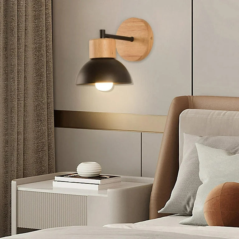 Wall Light Wood Iron in Nordic Japandi Style | Olvane