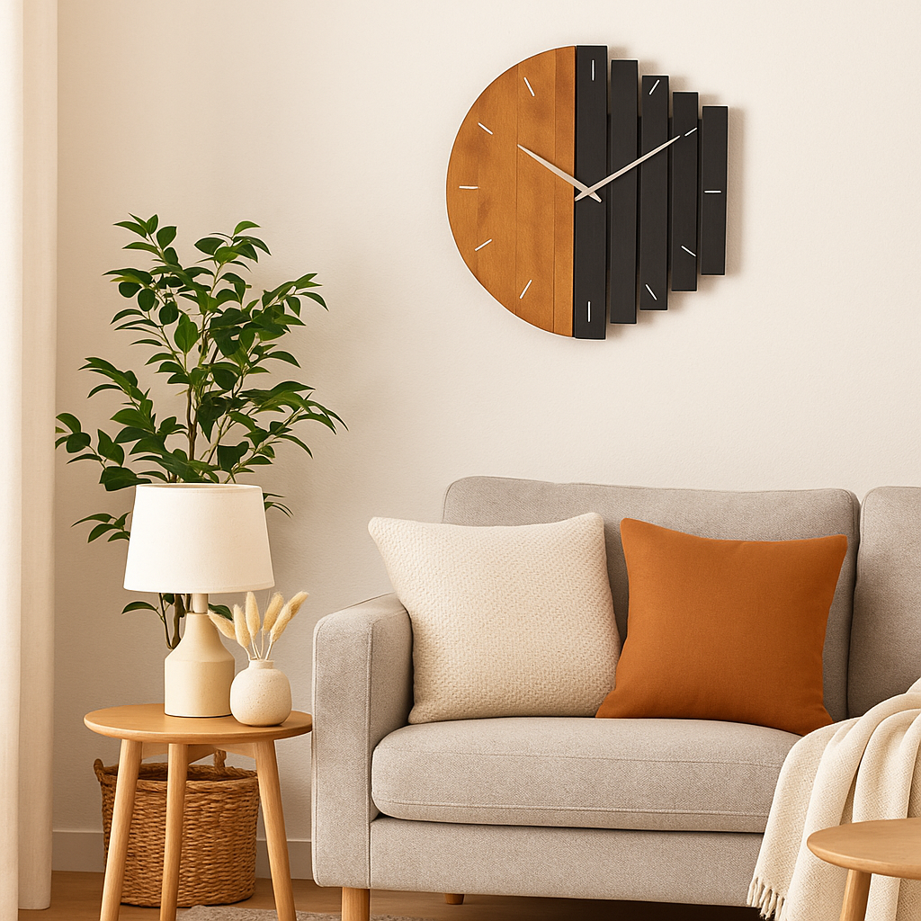 Wall clock wood with 3D design and rustic appeal | Tavilo