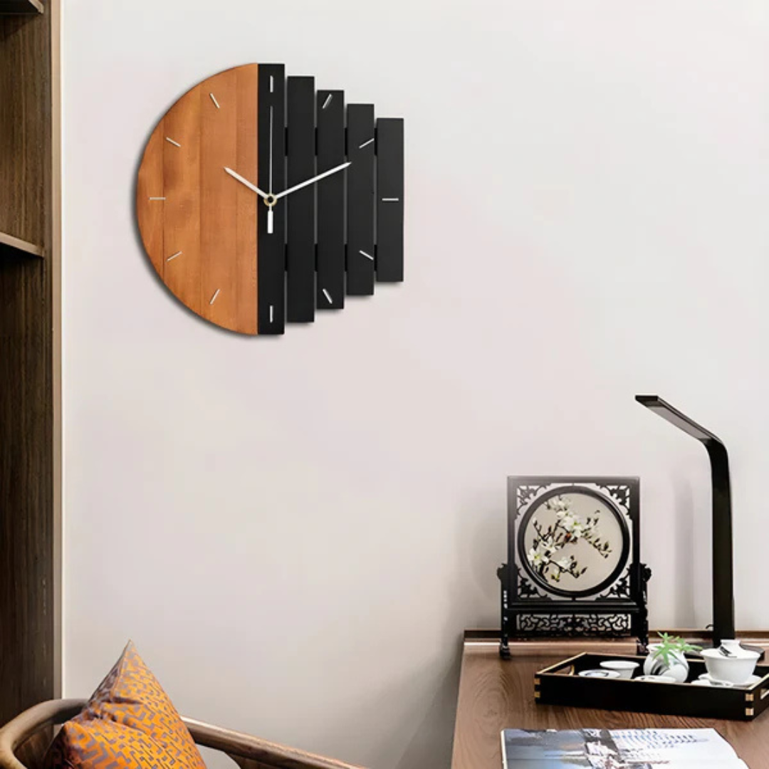 Wall clock wood with 3D design and rustic appeal | Tavilo