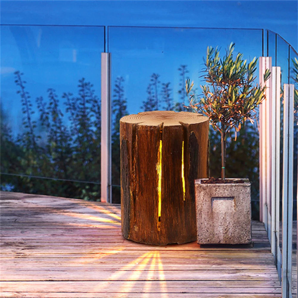 Wood Column Outdoor Floor Lamp Garden Light | Naturay