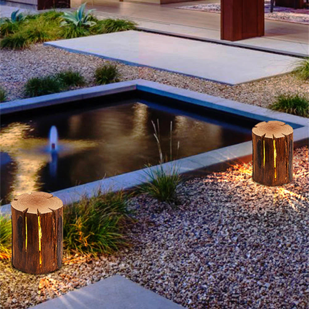 Wood Column Outdoor Floor Lamp Garden Light | Naturay