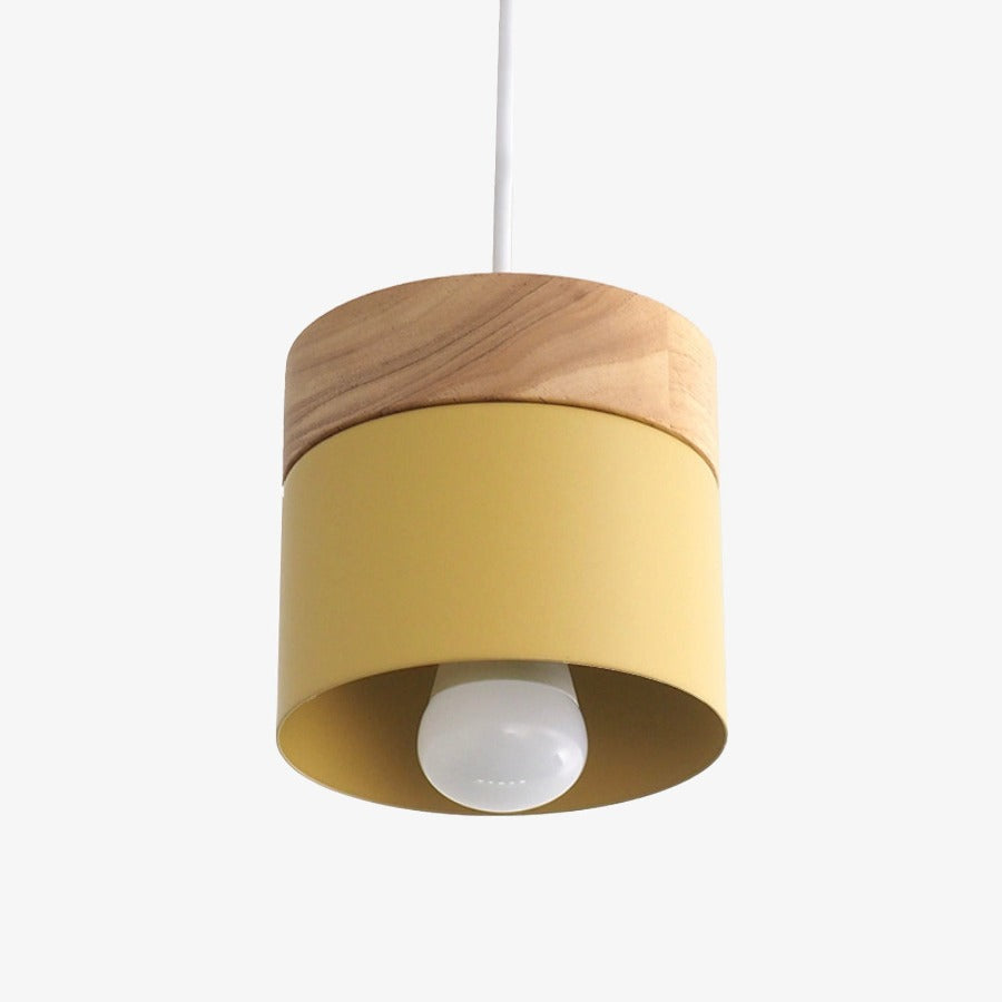 Pendelleuchte Metall Holz Nordic Zylinder | Narella
