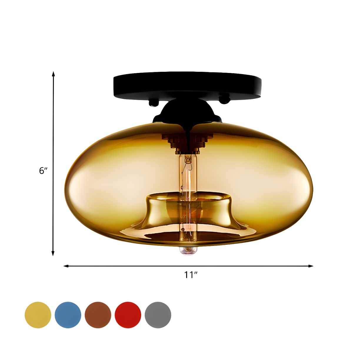 Ceiling Light Glass Oval Shade Industrial Style | Olviera