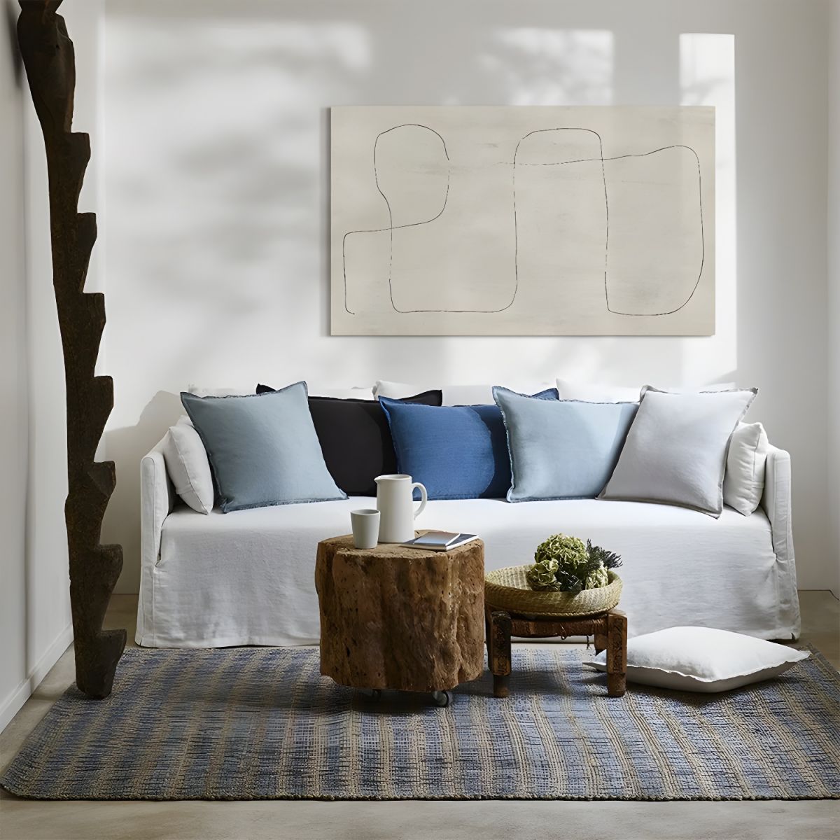Abstract Line Canvas Wall Art Minimalist Beige | Arvessa