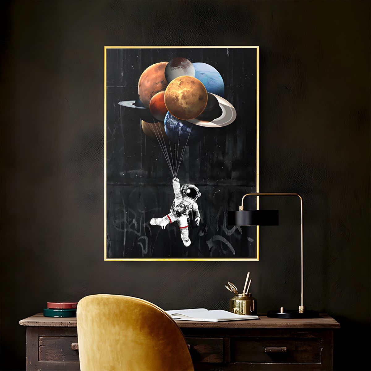 Astronaut Canvas Wall Art Planet Balloons Kids Room Decor | Orbello
