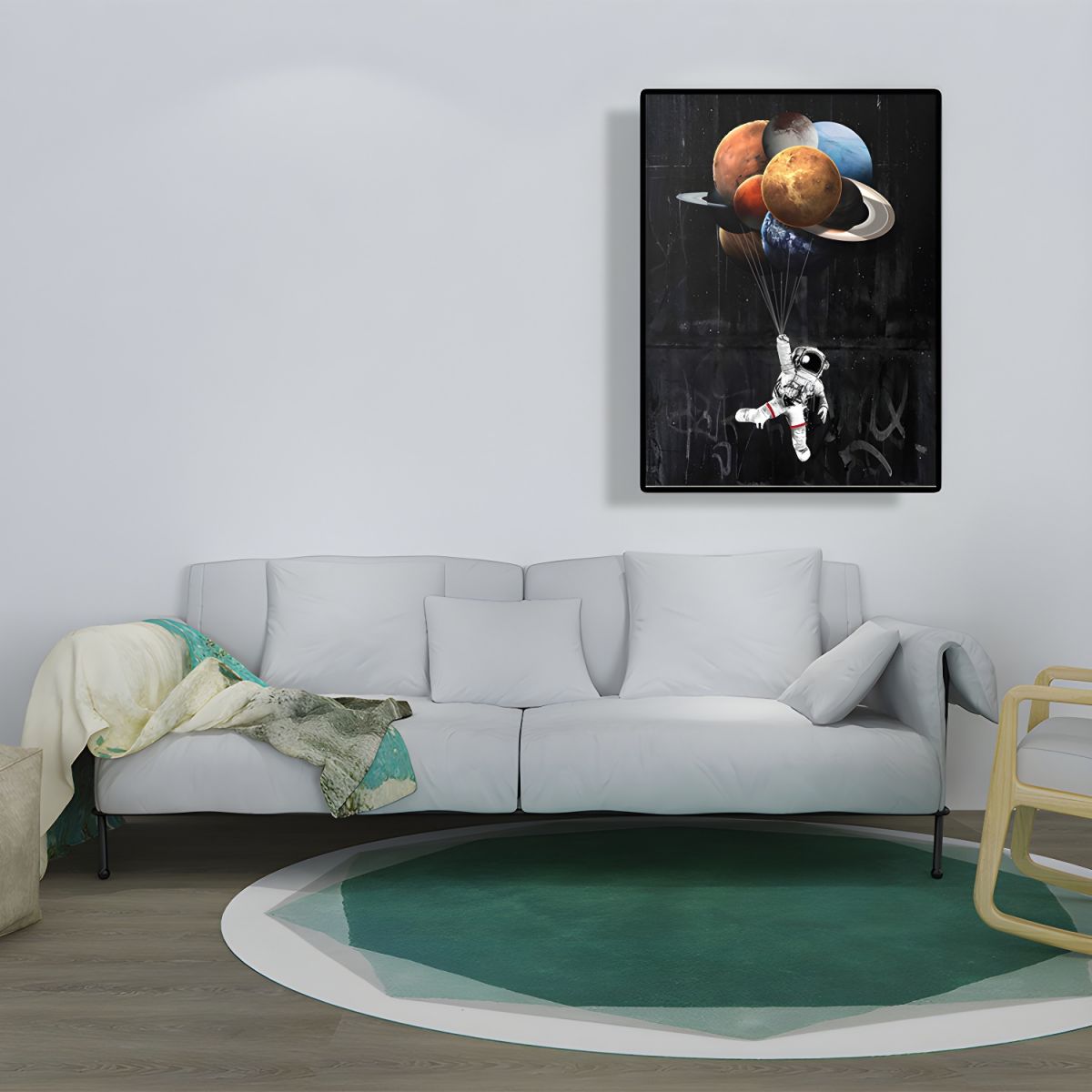 Astronaut Canvas Wall Art Planet Balloons Kids Room Decor | Orbello
