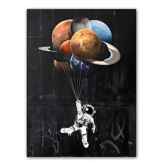 Astronaut Canvas Wall Art Planet Balloons Kids Room Decor | Orbello