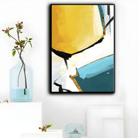 Canvas Wall Art 3 Piece Set Yellow Teal Modern | Zalvero