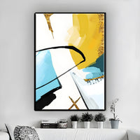 Canvas Wall Art 3 Piece Set Yellow Teal Modern | Zalvero