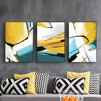 Canvas Wall Art 3 Piece Set Yellow Teal Modern | Zalvero