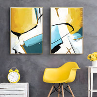 Canvas Wall Art 3 Piece Set Yellow Teal Modern | Zalvero