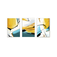 Canvas Wall Art 3 Piece Set Yellow Teal Modern | Zalvero