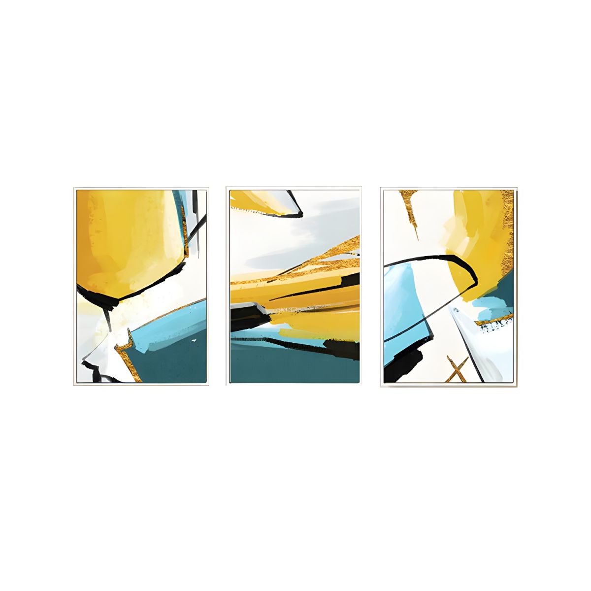Canvas Wall Art 3 Piece Set Yellow Teal Modern | Zalvero