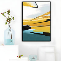 Canvas Wall Art 3 Piece Set Yellow Teal Modern | Zalvero