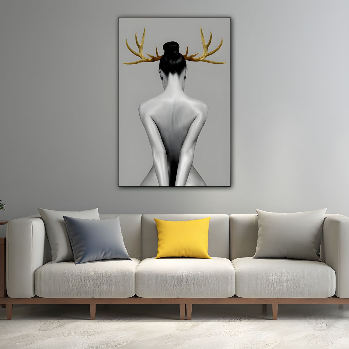 Canvas Wall Art Gold Antlers Modern Photography | Cervaro