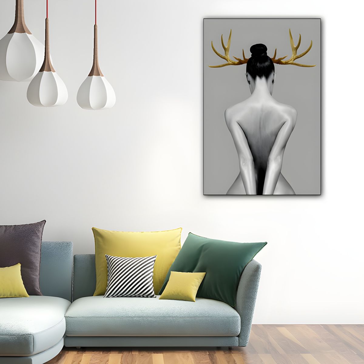 Canvas Wall Art Gold Antlers Modern Photography | Cervaro