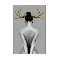 Canvas Wall Art Gold Antlers Modern Photography | Cervaro