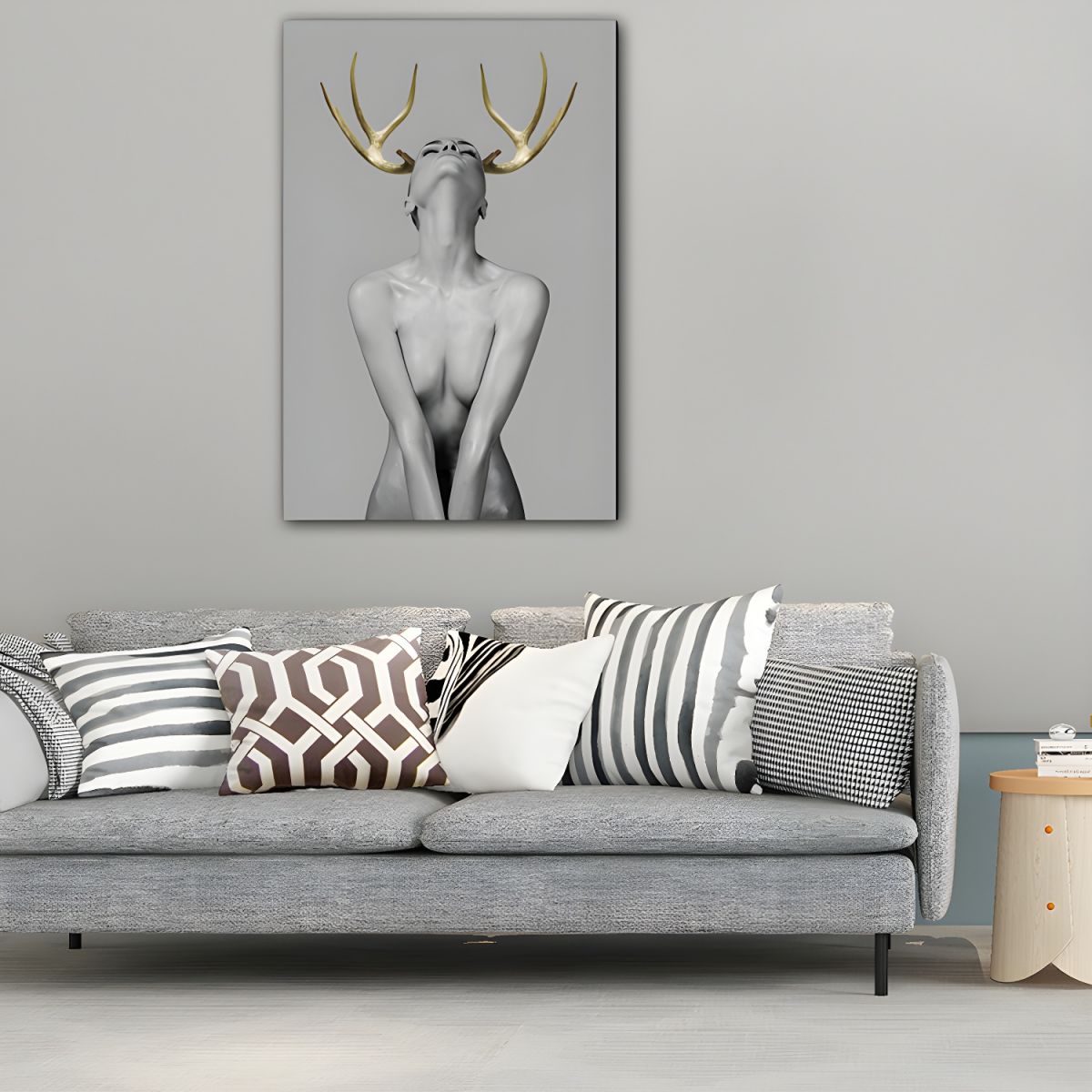 Canvas Wall Art Gold Antlers Modern Photography | Cervaro