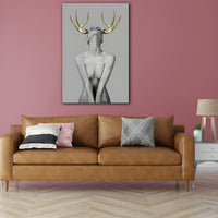 Canvas Wall Art Gold Antlers Modern Photography | Cervaro