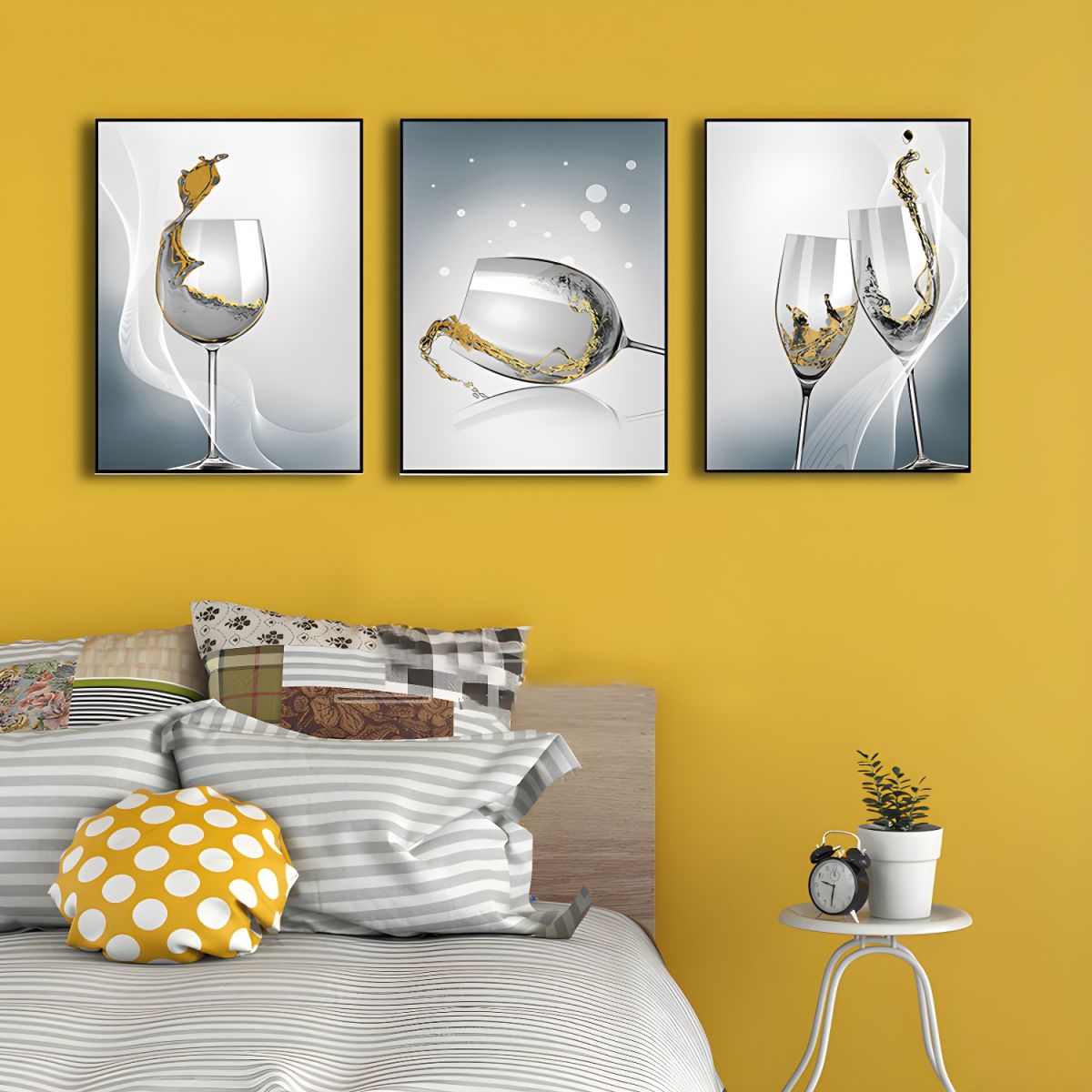 Canvas Wall Art Set Wine Glass Modern Decor | Vanora